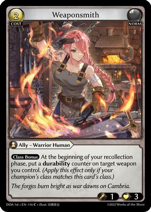 Weaponsmith (116) - Dawn of Ashes 1st Edition Foil - The Grand Archivist