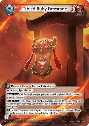 Fabled Ruby Fatestone // Suzaku, Vermillion Phoenix (019) - Abyssal Heaven - The Grand Archivist