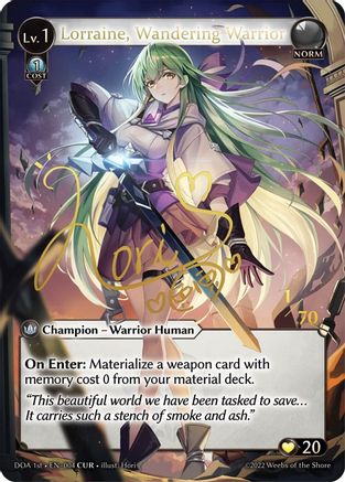 Lorraine, Wandering Warrior (CUR) (004) - Dawn of Ashes 1st Edition Foil - The Grand Archivist